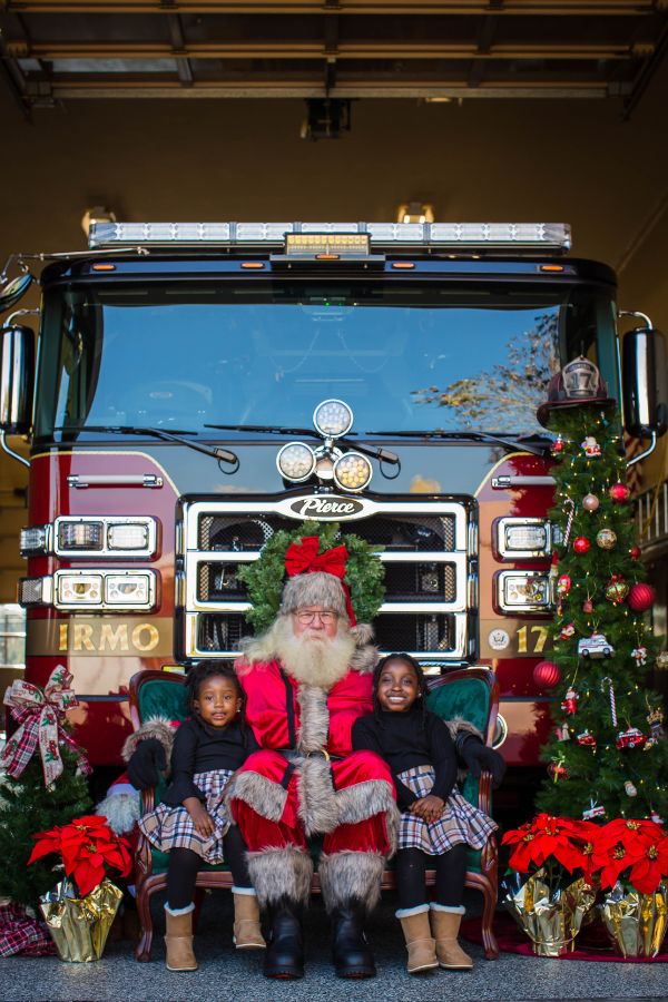 Picture with Santa in front of Fire Truck!