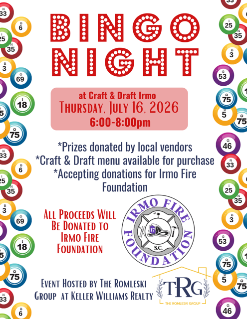 Groucho's Gives Back to the Irmo Fire Foundation flyer. 